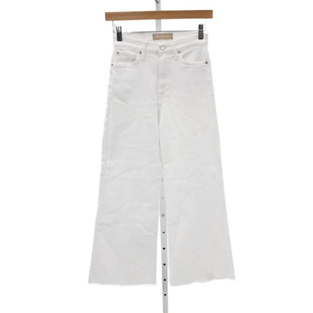 7 For All Mankind Women Wide-Leg Cotton White Jeans High Rise Size 24